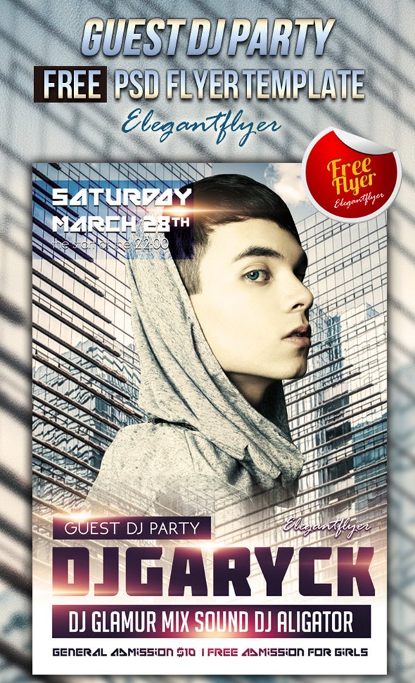 Guest Dj Party – Club and Party Free Flyer PSD Template