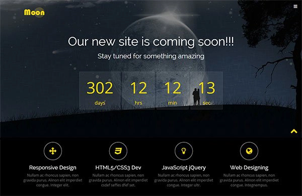 Moon Free HTML5 Coming Soon Website Template