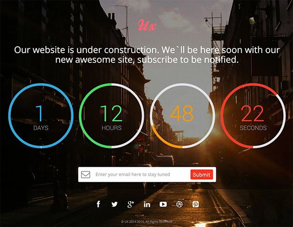 UX – Free Responsive Coming Soon Countdown Template