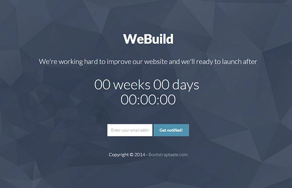 WeBuild - Free Bootstrap Coming Soon Template