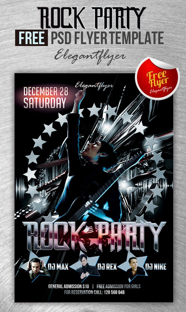 Rock Party – Club and Party Free Flyer PSD Template
