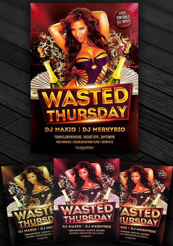 Wasted Thursdays – Free Flyer Template