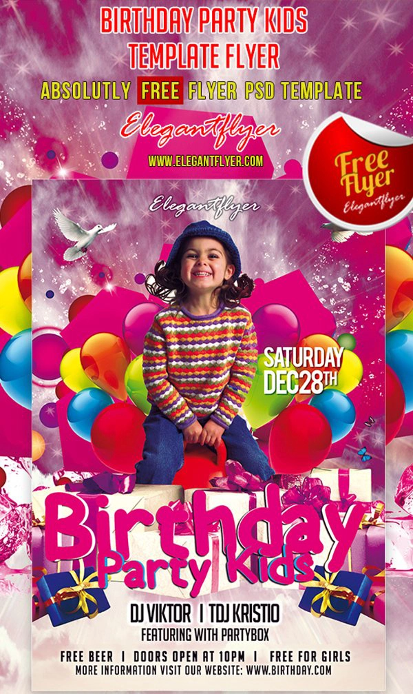 Birthday Party Kids – Club and Party Free Flyer PSD Template