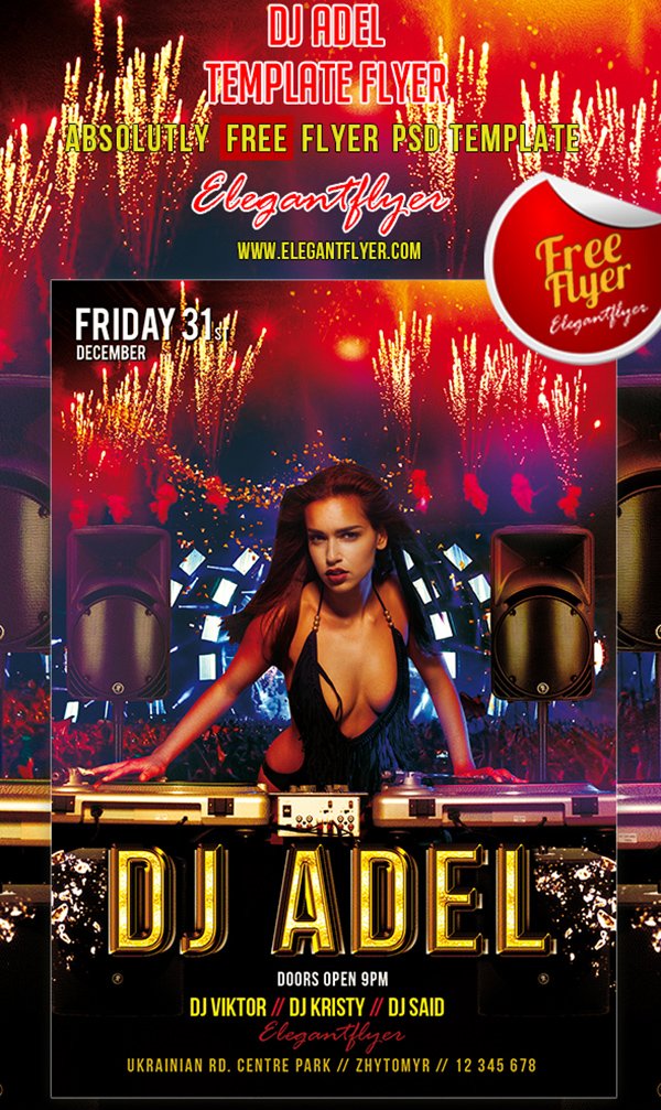 DJ Adel – Club and Party Free Flyer PSD Template