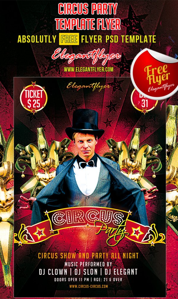 Circus Party – Club and Party Free Flyer PSD Template
