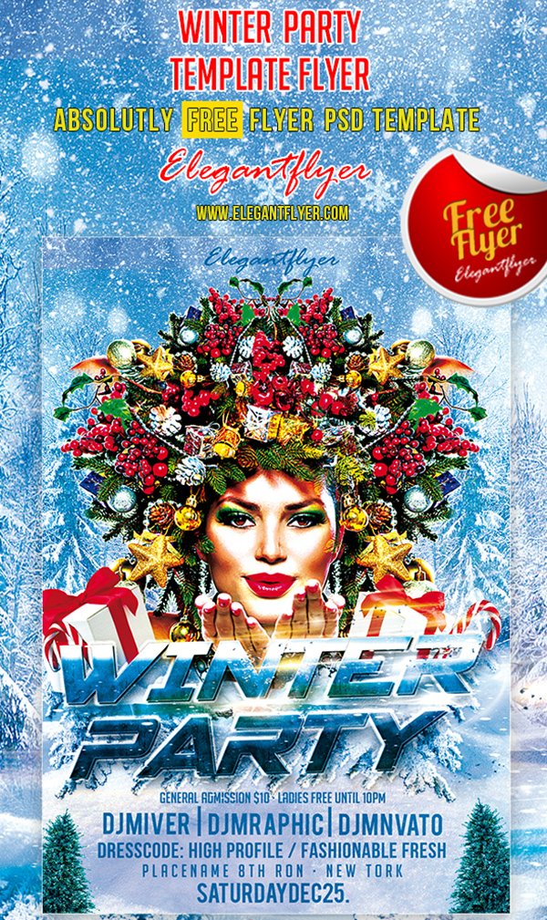 Winter Party – Club and Party Free Flyer PSD Template