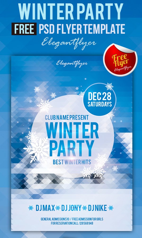 Winter Party – Free Club and Party Flyer PSD Template