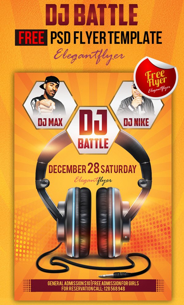 Dj Battle – Club and Party Free Flyer PSD Template