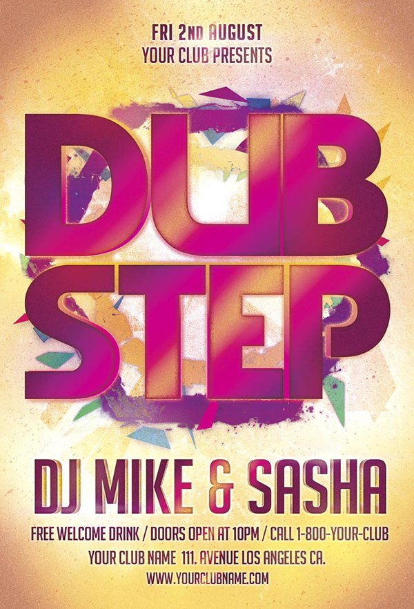 Free Dub Step Party Flyer Template