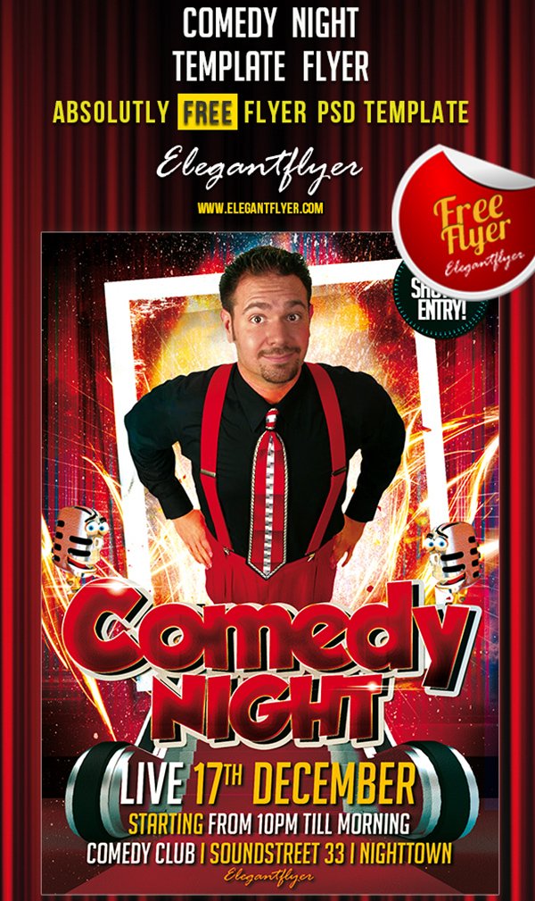Comedy Night – Free Club and Party Flyer PSD Template