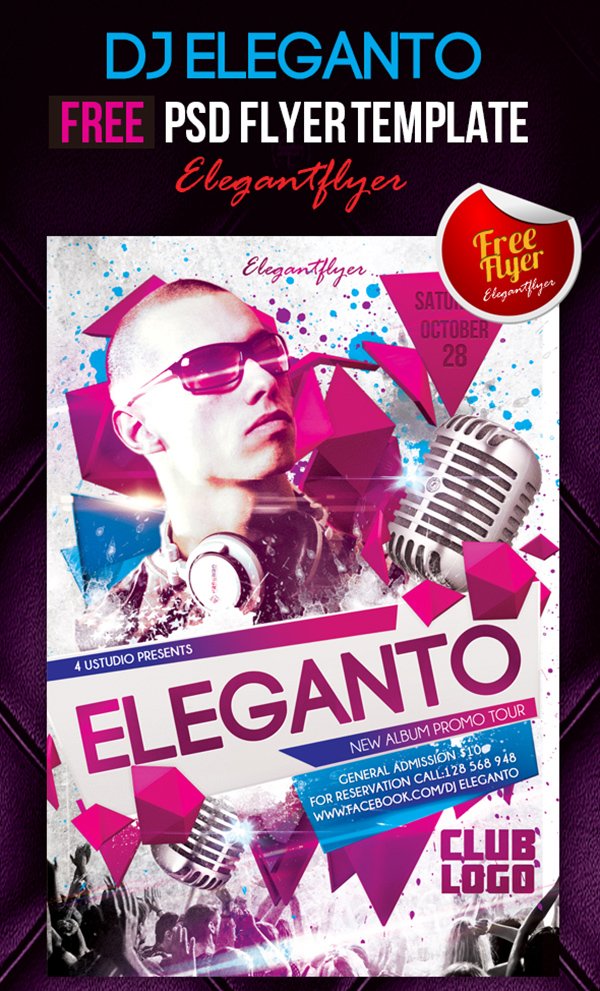 Dj Eleganto – Club and Party Free Flyer PSD