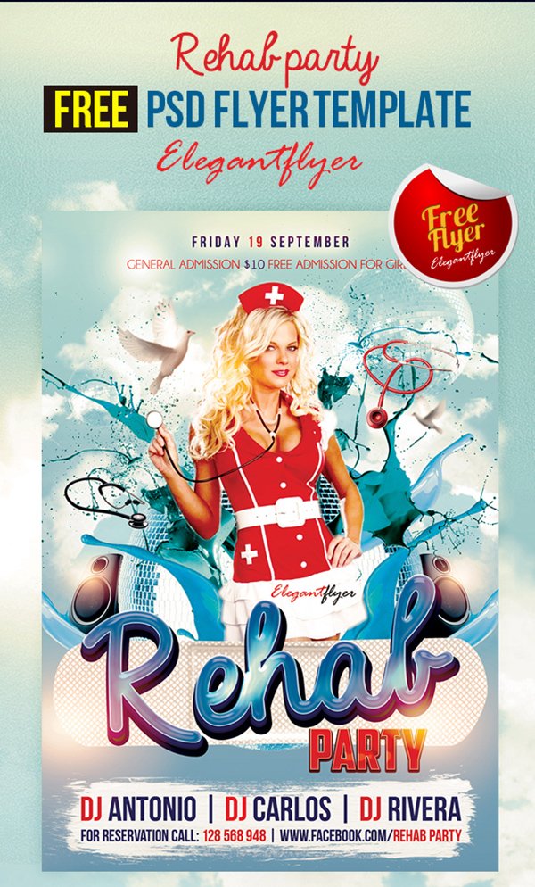 Rehab party – Free Club and Party Free Flyer PSD Template