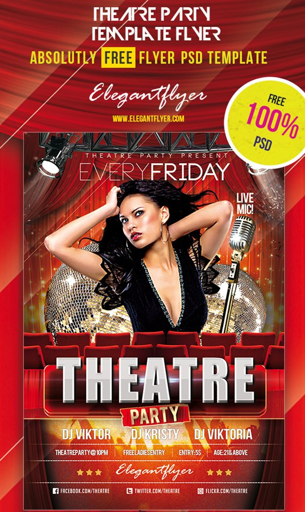 Theatre Party – Club and Party Free Flyer PSD Template
