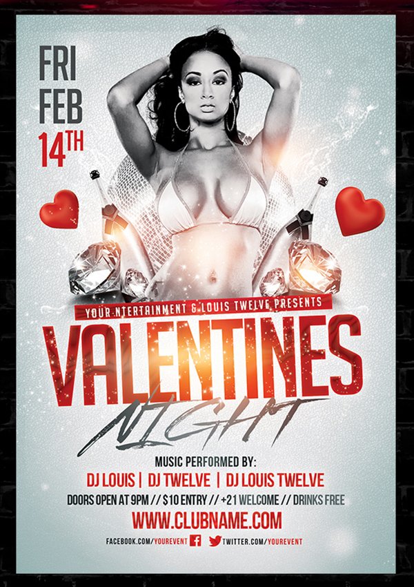FREE Valentines Party Flyer Template