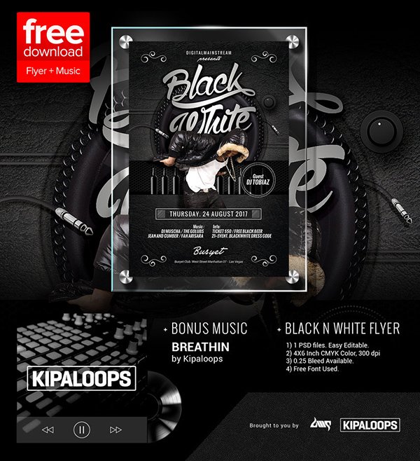 Free Black And White Club Flyer Template