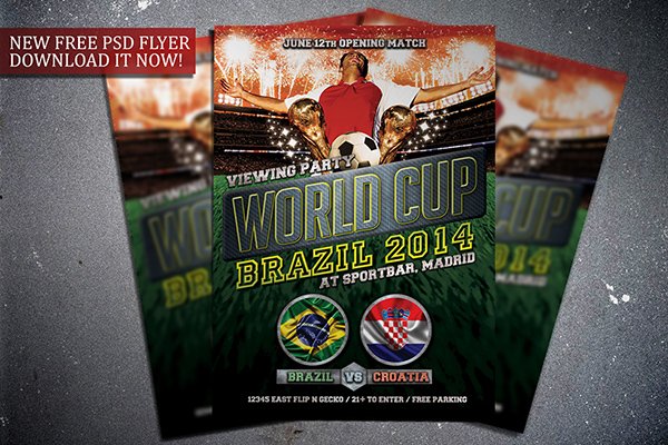 Free Soccer World Cup 2014 Flyer Template