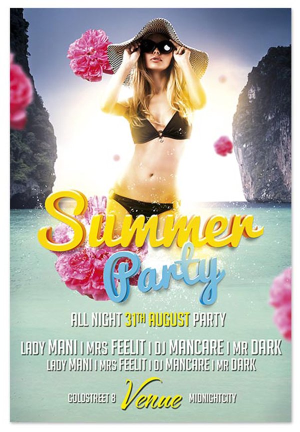 Free Flyer Template: Summer Party PSD Flyer Template