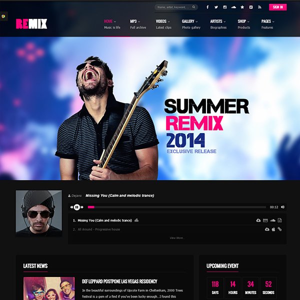 Remix - Music-Band-Club-Party-Event WP Theme
