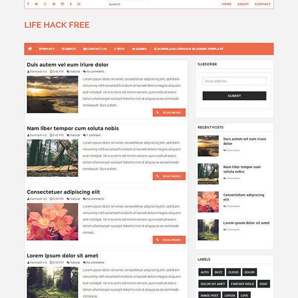 LifeHack Free Responsive Blogger Template
