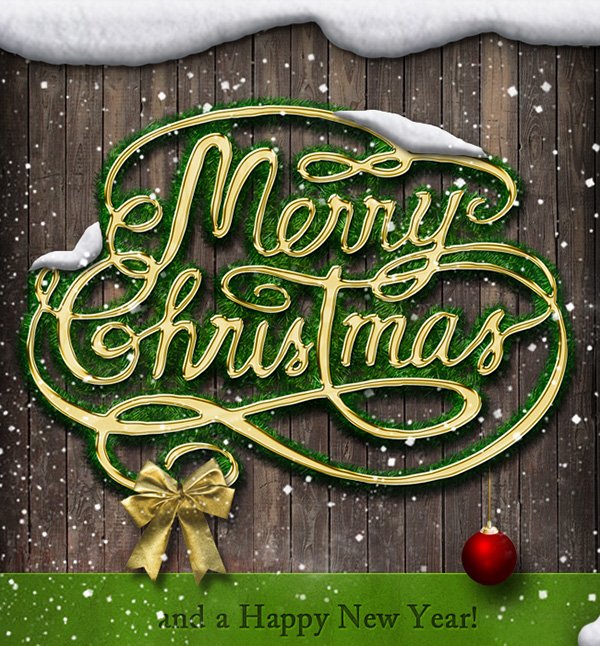 Christmas And New Year Greeting Card Photoshop