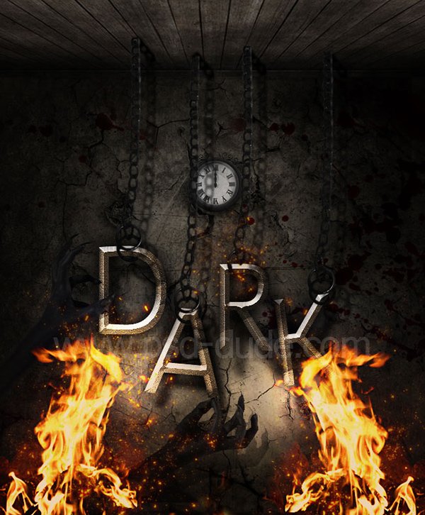 Dark Gothic Text With Fire Effects In Photoshop