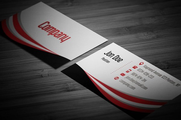 Wavy Black and Red Business Card