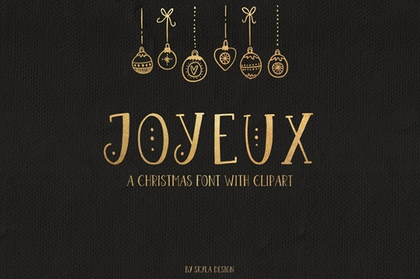 Joyeux Christmas Font & Dingbat Clipart Illustrations