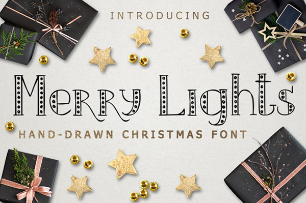 MERRY LIGHTS - Hand Drawn Christmas Font