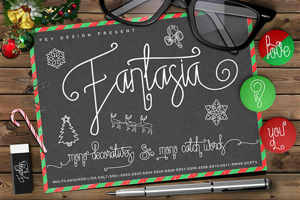 Fantasia - Monoline Calligraphy Christmas Font