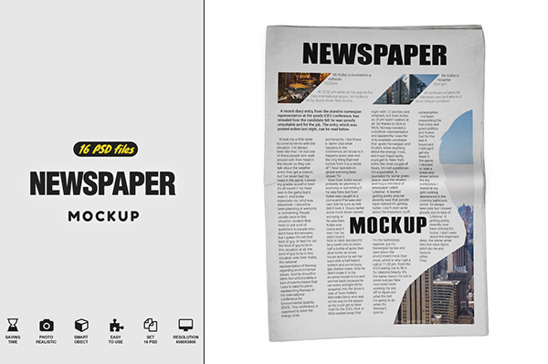 Newspaper Mockup - 16 PSD Files