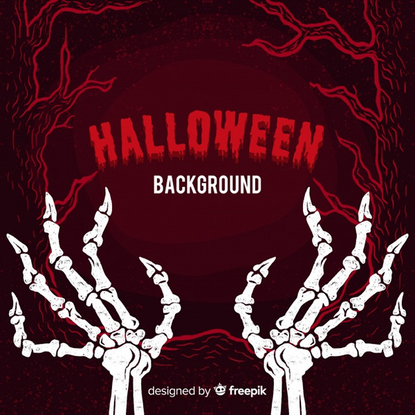 Halloween Background with Bones - Free Vector