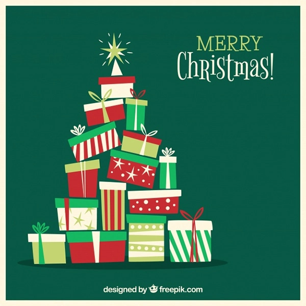 Christmas Tree Out of Gift Boxes - Free Vector
