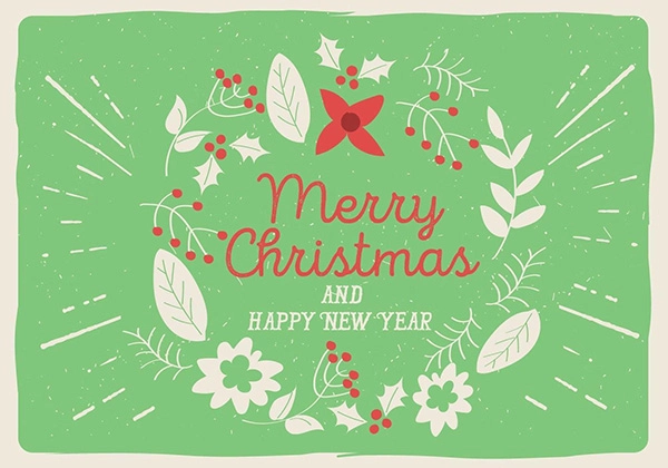 Free Vector Christmas Floral Greeting Card