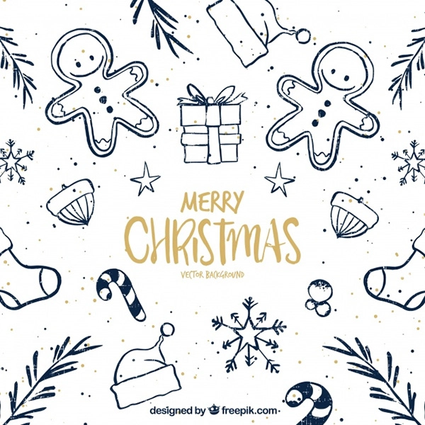 Pretty Christmas Sketches Background - Free Vector