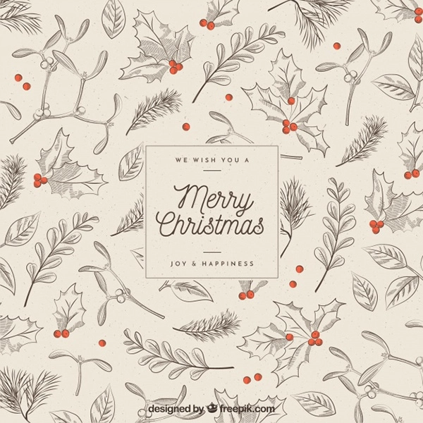 Christmas Background in Vintage Style - Free Vector