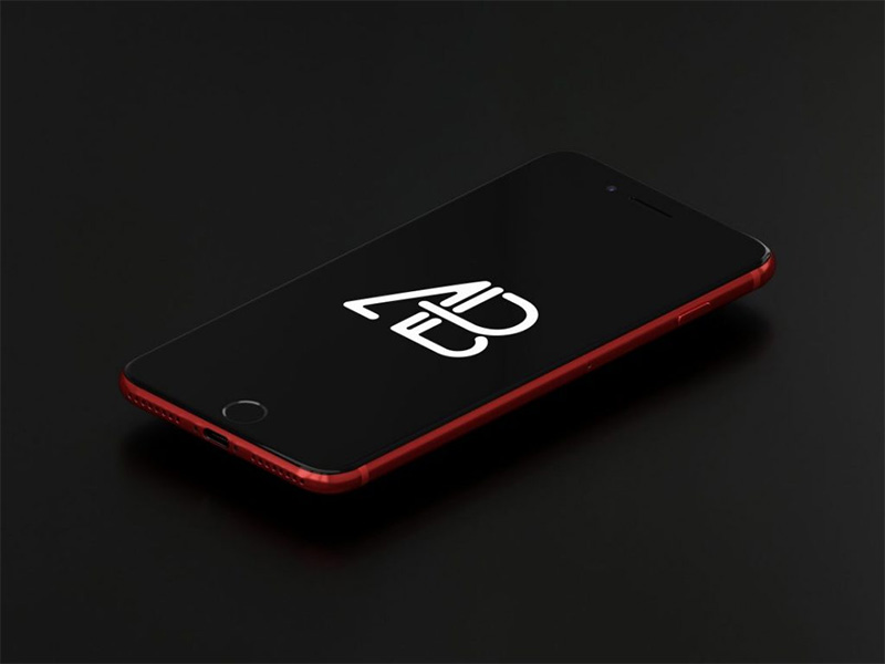 Red iPhone 7 Plus Free Mockup Vol.3