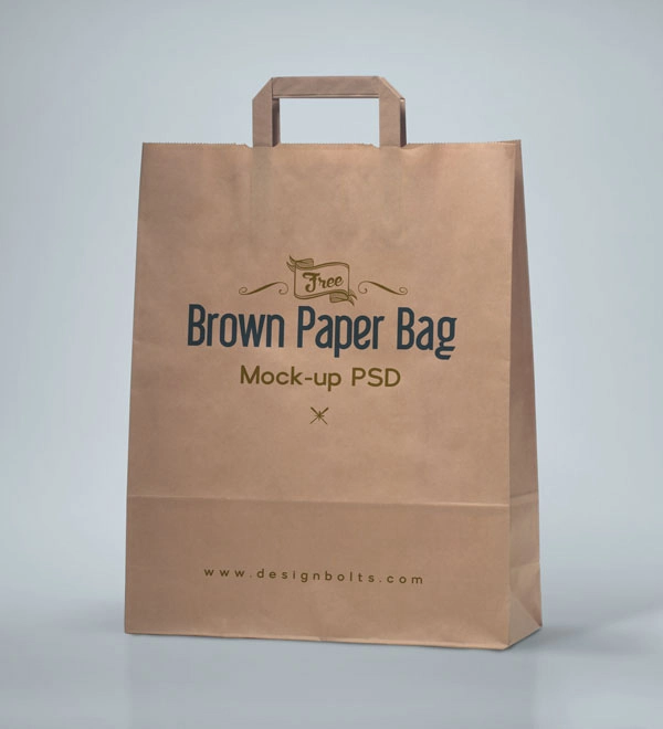 Free Brown Shopping Bag Packaging Mock-up PSD