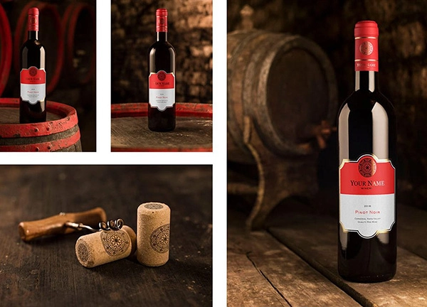 Photorealistic Red Wine Mockup Set