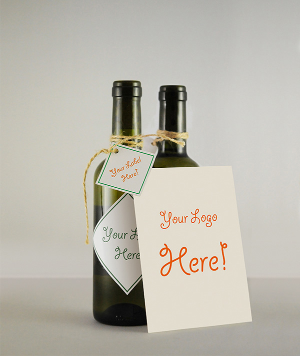 Wine Bottle & Greeting Card Free MockUp PSD