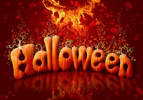 Halloween Text Effect - How To Create Letters From Pumpkin Image