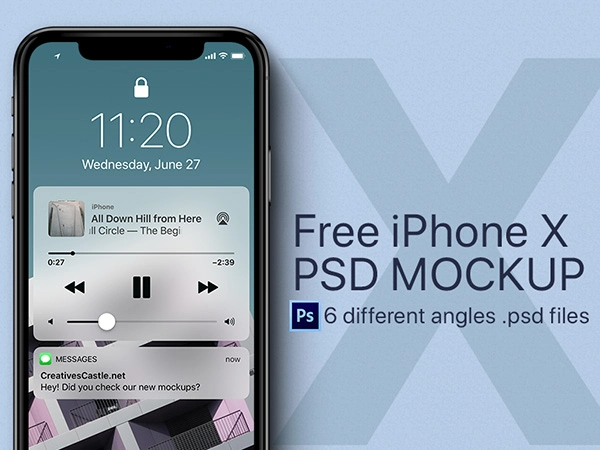 iPhone X Top View Free Mockup PSD