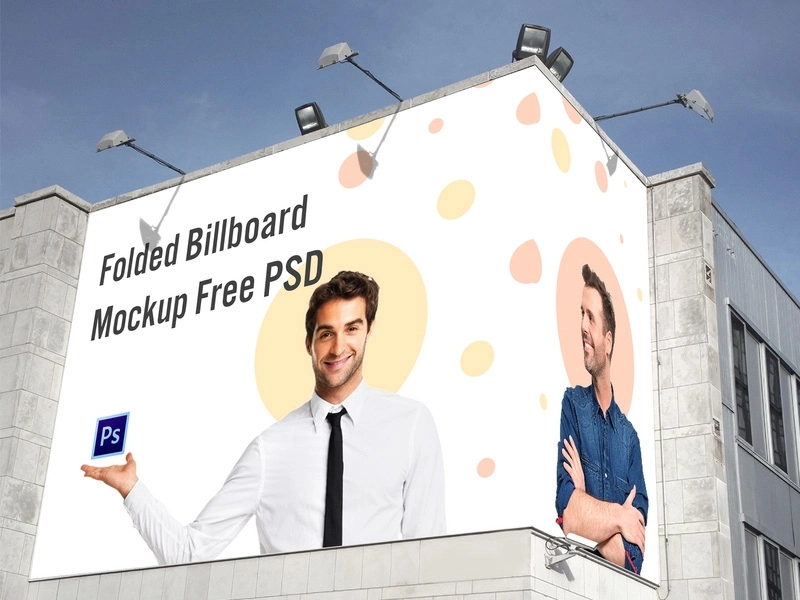 Building Folded Billboard - Free Mockup