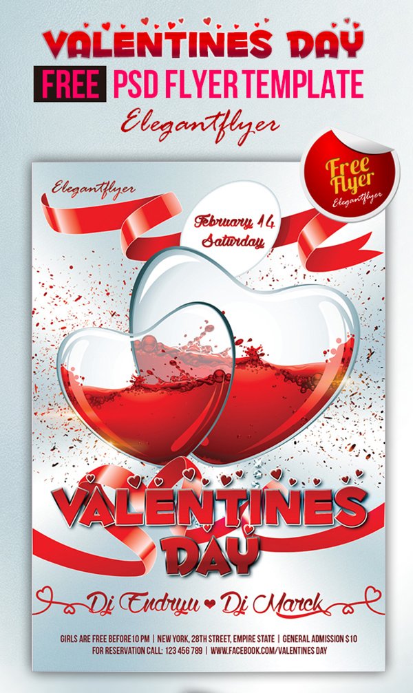 Valentines Day – Club and Party Free Flyer PSD Template