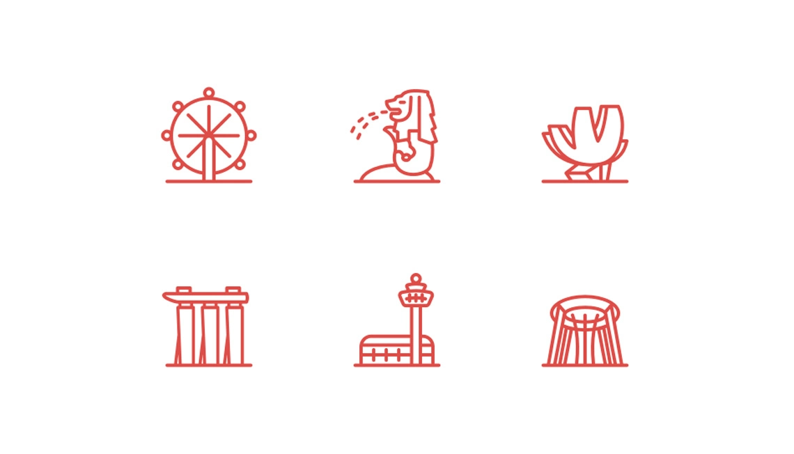 Free Singapore Sketch Icons Pack